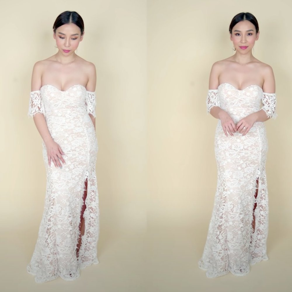 ASOS Love Triangle lace bandeau maxi dress